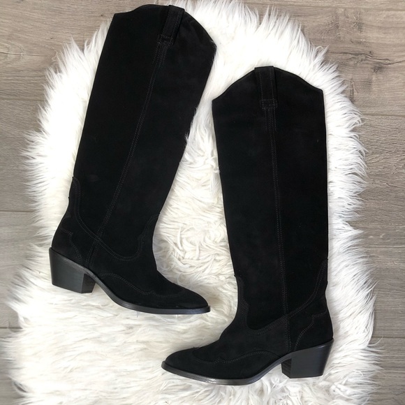 All Saints Shoes - All Saints Valery Suede Knee High Boot Black Sz 8